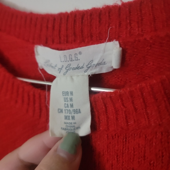 Medium H&M Red Acrylic Blend "Oh Deer" Winter Sweater - Picture 3 of 4